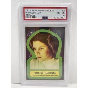 Star Wars 1977 Princess Leia Organa Sticker Card #2 PSA 4 CERT#42227287